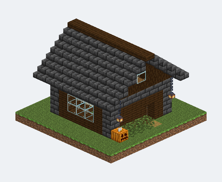 石磚山牆小屋 · 深色模型預覽