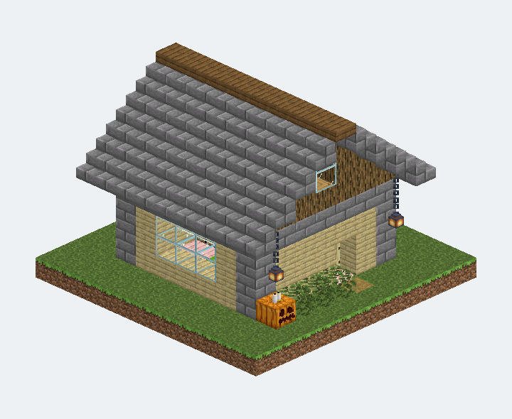 石磚山牆小屋模型預覽