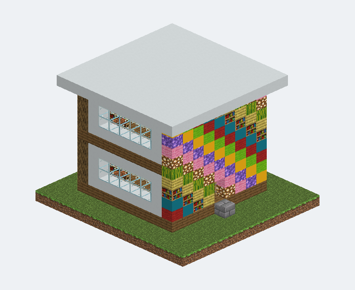 彩色方塊拼貼小屋模型預覽