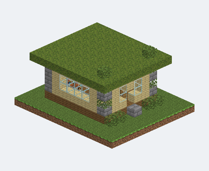 草頂石台小屋模型預覽
