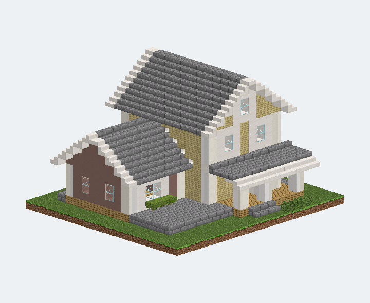 簷光・錯落門廊郊區小屋模型預覽